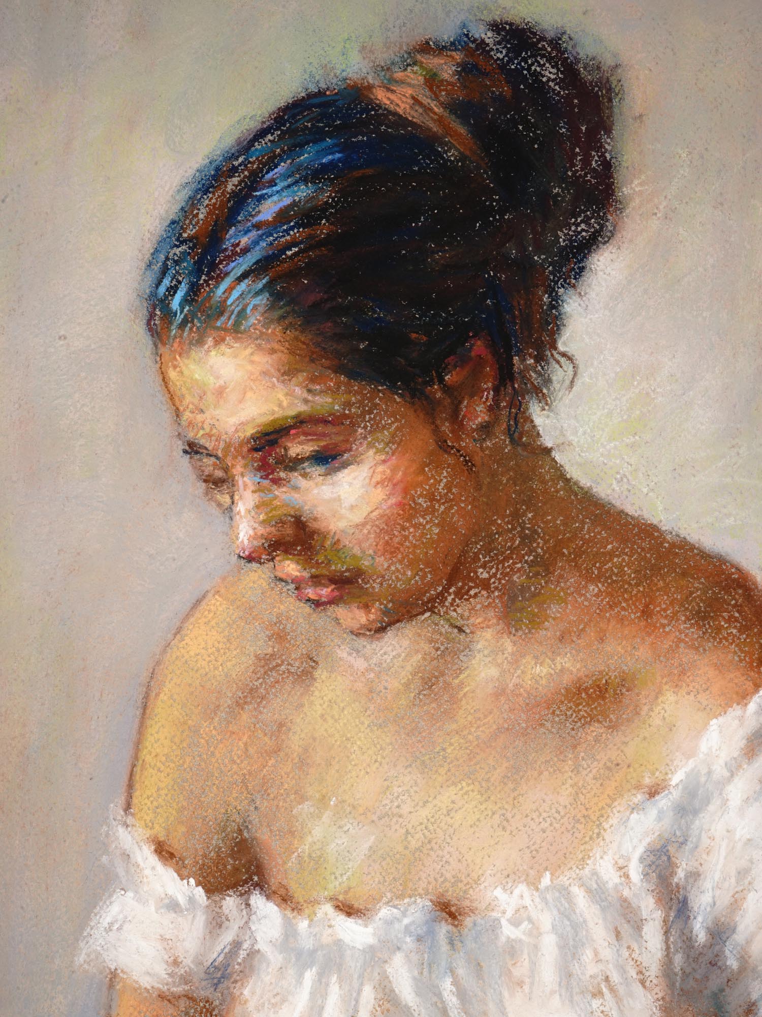 GIRL PORTRAIT PASTEL PAINTING ATTR TO RALPH AVERY PIC-2